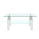 White Coffee Table, Clear Coffee Table