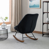 Tufted Upholstered Padded Seat Rocking Chair-Velvet Black