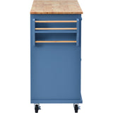 kitchen cart with Rubber wood desktop rolling mobile kitchen island with storage