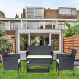Patio outdoor rattan furniture -4 piece loveseat +2 armchair+coffie table for garden 4 PC Garden Patio Furniture ---------White cushion