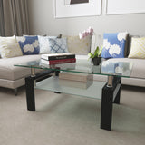 Rectangle Black Glass Coffee Table, Clear Coffee Table