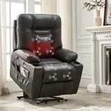 Large size Electric Power Lift Recliner Chair Sofa for Elderly, 8 point vibration Massage and lumber heat, Remote Control, Side Pockets and Cup Holders, cozy fabric, overstuffed arm, heavy duty 230LB