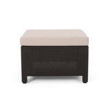 Riley Outdoor Wicker Print 2 Seater Chat Set with Ottomans