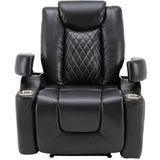 Power Motion Recliner with USB Charge Port and Cup Holder -PU Lounge chair for Living Room,Black(Old Sku:PP194010BAA）