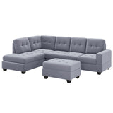 Grey Sectional Sofa with Reversible Chaise with Storage Ottoman