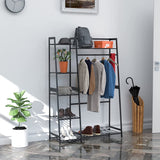 Clothes Rack,Clothes Rack with Shelves,Freestanding Closet Organizer for Living Bedroom Room Kitchen Bathroom Entryway Office Storage Shelves Clothes Hanging Rack,CR-538 Black