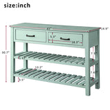 TREXM  Retro Console Table for Entryway with Drawers and Shelf Living Room Furniture (Antique Blue)