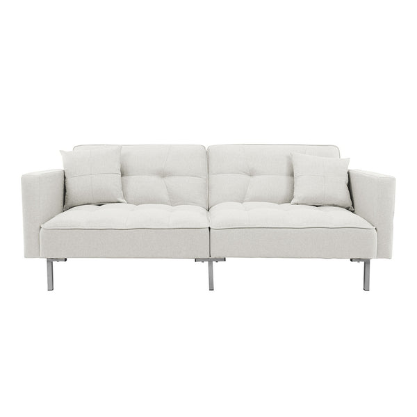 White Convertible Folding Futon Sofa Bed for Compact Living Space
