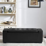 Faux Leather Upholstery Storage  Ottoman Bench Black