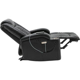 Power Motion Recliner with USB Charge Port and Cup Holder -PU Lounge chair for Living Room,Black(Old Sku:PP194010BAA）