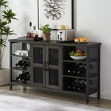 Wine Bar Cabinet, Liquor Storage Credenza, Sideboard with Wine Racks & Stemware Holder