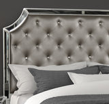 Queen 6 Piece Mirror Front Bedroom set made with Wood in Silver Color
