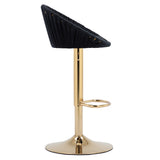 COOLMORE Velvet Bar Stools Set of 2 Modern Counter Height Barstools with Low Back Ajustable Swivel Kitchen Bar Chairs with Gold Footrest for Home Bar/Dining Room