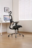 Multifunctional Mesh Office Chair - Adjustable Backrest Height, 4D Arms, Lumbar Support, Headrest and Tilt Angle - Metal Base Quiet Rubber Wheels Ergonomic High Back Computer Desk Chair (Grey)
