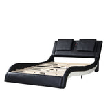 Room Digs Faux Leather Upholstered Platform Bed + LED lighting-Bluetooth connection to play music, Backrest vibration massage