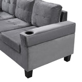 Sectional Sofa Set for Living Room with L Shape  Chaise Lounge ,cup holder and  Left  Hand with Storage Chaise  Modern 4 Seat (Grey) 
--LEFT CHAISE WITH STORAGE
