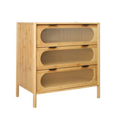 3 Drawer End Table,Bamboo Mid Century Modern Side Tale,Bedside Table Accent End Table Side Table for Bedroom, Living Room, Natural