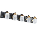 5-Lights Crystal Vanity Lights for Bathroom Lighting Fixture Black Gold Vintage Vanity Light LED Bathroom Wall Light Fixture
