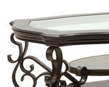 Cocktail Table, Glass table top, MDF W/marble paper middle shelf, powder coat finish metal legs.