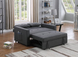 Zoey Dark Gray Linen Convertible Sleeper Loveseat with Side Pocket