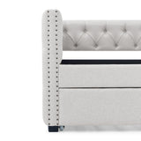 Daybed with Trundle Upholstered Tufted Sofa Bed, with Button