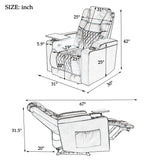 Motion Recliner with USB Charging Port and Hidden Arm Storage, Home Theater Seating with 2 Convenient Cup Holders Design and 360° Swivel Tray Table（old sku: SG000440AAA）