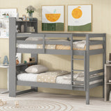 Twin Over Twin Bunk Beds with Bookcase Headboard