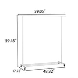 Garment Rack With Wheels;  Clothing Rack with Mesh Storage Shelf;  Capacity 100 lbs;  2 Brakes;  Sturdy Steel Frame;  White