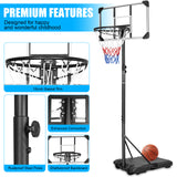 Teenagers Youth Height Adjustable 5.6 to 7ft Basketball Hoop 28 Inch Backboard Portable Basketball Goal System with Stable Base and Wheels, use for Indoor Outdoor