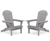 Wood Lounge Patio Chair for Garden Outdoor Wooden Folding Adirondack Chair Set of 2 Solid Cedar Wood Lounge Patio Chair for Garden, Lawn, Backyard,