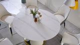 Modern sintered stone round dining table with stainless steel base