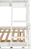 Twin Over Full Bunk Bed with Trundle, Convertible into 2 Beds, the Bunk Bed with Ladder and Safety Rails for Kids, Teens, Adults