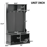 Hall Tree with 4 Hooks, Coat Hanger, Entryway Bench, Storage Bench, 3-in-1 Design, for Livingroom, Hallway (BLACK)