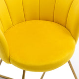 Zen Zone Velvet Accent/Conversation Lounge Chair With Iron Metal Gold Plated Legs, Suitable For Office, Lounge, Living Room, Set of 2, Yellow