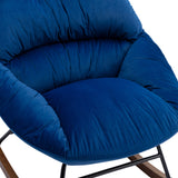 Tufted Upholstered Padded Seat Rocking Chair-Velvet Blue