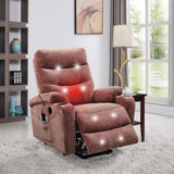 Liyasi Electric Power Lift Recliner Chair Sofa with Massage and Heat for Elderly, 3 Positions, 2 Side Pockets and Cup Holders, USB Ports, High-end quality fabric
