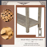 TREXM Rustic Brushed Texture Entryway Table Console Table with Drawers and Bottom Shelf for Living Room (Grey Wash)