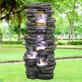 40 inch Rockery Shower Outdoor Water Fountain with LED Lights for Home&Office