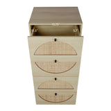 Natural rattan，Cabinet with 4 drawers，Suitable for living room, bedroom and study，Diversified storage