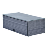 Wicker PE rattan Patio Outdoor Dining Conversation Sectional Set with coffee table, wicker sofas, ottomans,  removable cushions (Dark grey wicker, Light grey cushion)