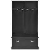 Hall Tree with 4 Hooks, Coat Hanger, Entryway Bench, Storage Bench, 3-in-1 Design, for Livingroom, Hallway (BLACK)