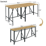 GO 10-Piece Outdoor Patio Wicker Bar Set, Garden PE Rattan Wicker Dining Table, Square Stool Set, Foldable Tabletop, Acacia Wood Tabletop, High-Dining Bistro Set with 8 Stools And 2 Wood Table, Brown