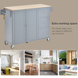 Rolling Mobile Kitchen Island with Solid Wood Top and Locking Wheels