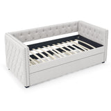 Daybed with Trundle Upholstered Tufted Sofa Bed, with Button
