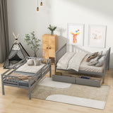 Twin Over Full Bunk Bed with 2 Drawers and Staircases