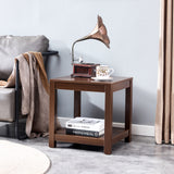 Classic brown Side Table , 2-Tier Small Space End Table ,Modern Night Stand, Sofa table, Side Table with Storage Shelve