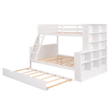 Twin over Full Bunk Bed with Trundle and Shelves