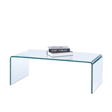 Glass Coffee Table, Tempered Clear Glass Coffee Table for Living Room