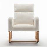 FONDHOME Modern Accent Rocking Chair, Upholstered Kids Glider Rocking Chair for Infants and Children, Teddy Material Comfort Arm Rocker, Lounge Armchair for Living Room, Beige