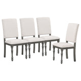 6-Piece Wood Dining Table Set Rectangular Table with Turned Legs, 4 Upholstered Chairs and Bench for Dining Room